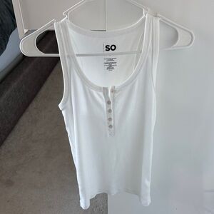 SO Women's White Button-Front Tank Top